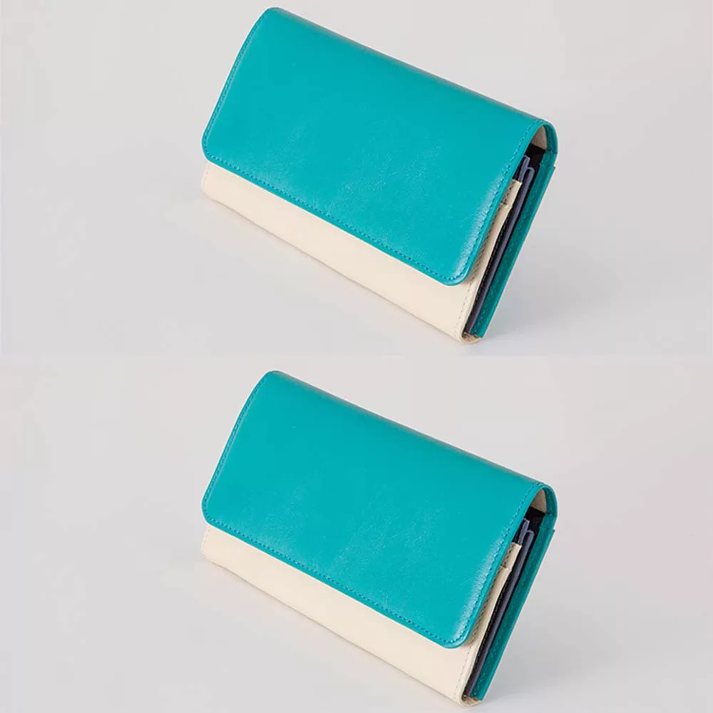 フラップバイカラー長財布（ダブルホック） | オーダーメイド革製品