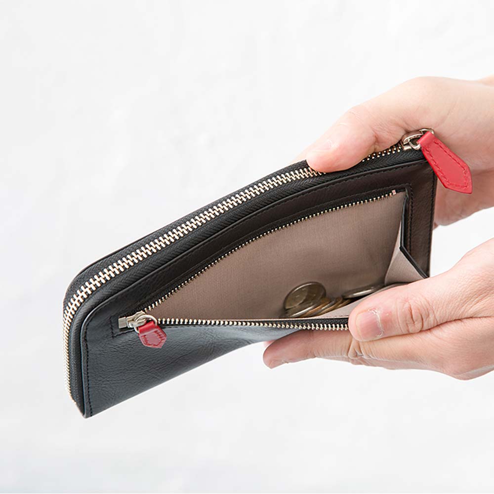 Ｌファスナー長財布 - 外側ポケットは小銭やレシート入れなど、好みに合わせて使えます。メンズ・レディース問わず使いやすいデザインです。