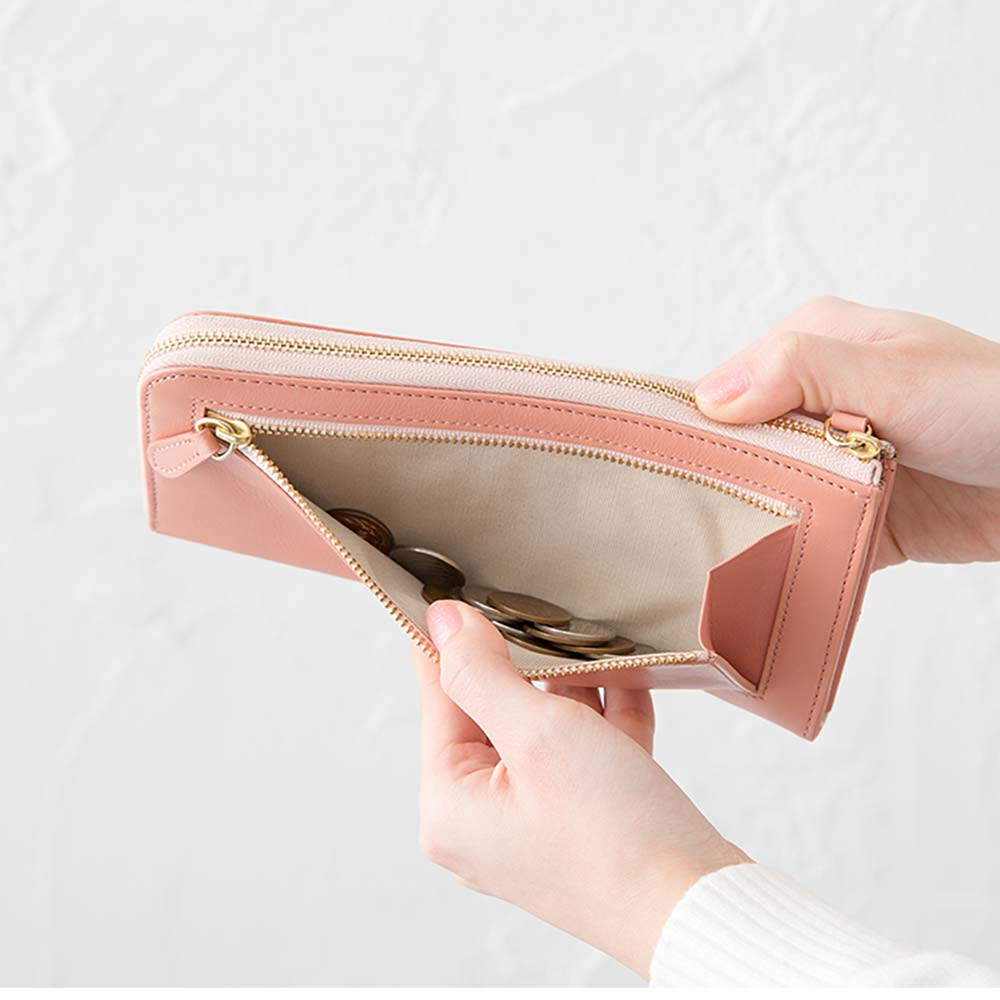 Ｌファスナー長財布（バイカラー） - 外側ポケットは小銭やレシート入れなど、好みに合わせて使えます。メンズ・レディース問わず使いやすいデザインです。