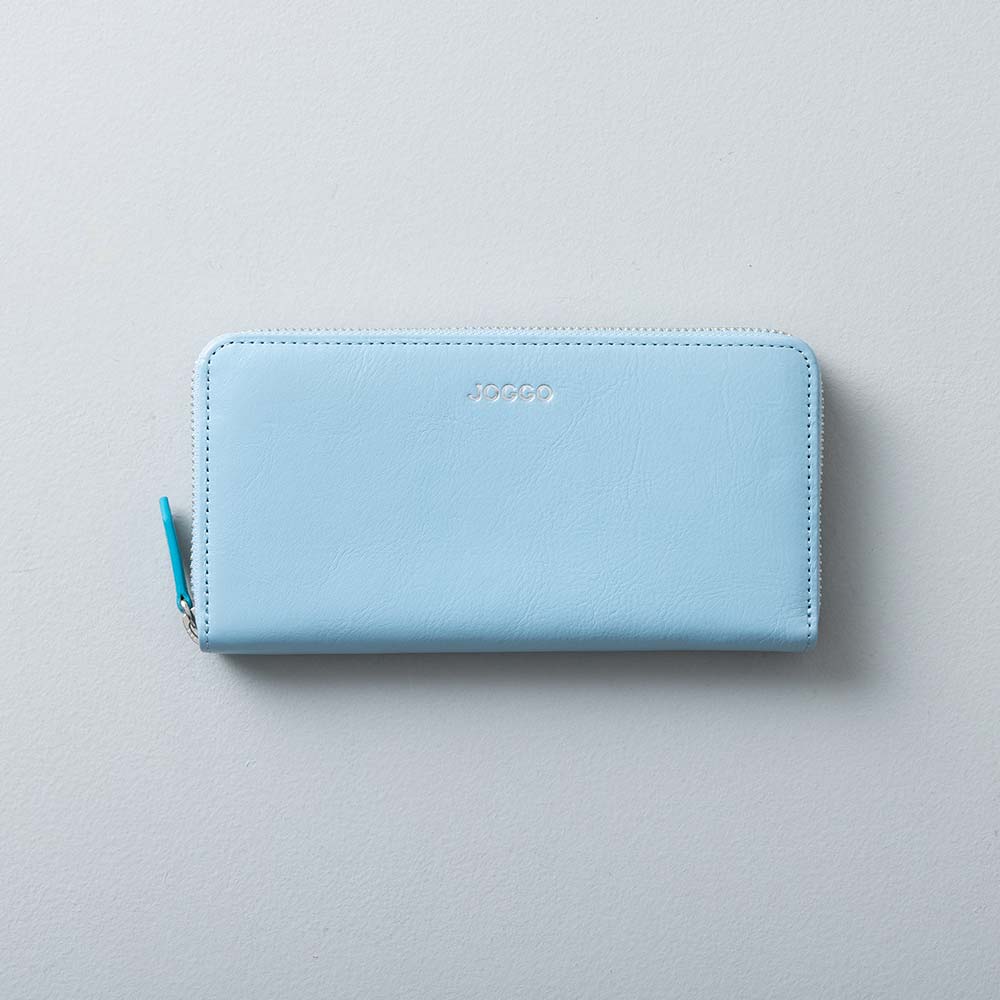 シンプルラウンド長財布 - 使用カラー：シャーベットブルー×ターコイズブルー