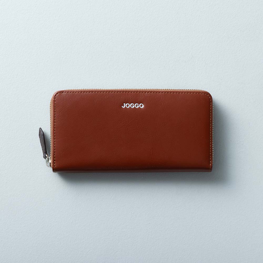 シンプルラウンド長財布 - 温かみと大人っぽさ、どちらも大事にしたい人におすすめ。使用カラー：マロンブラウン×エスプレッソブラウン