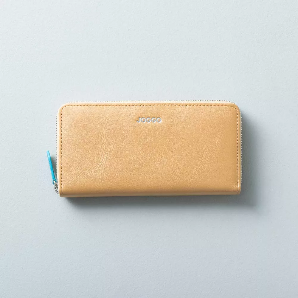 シンプルラウンド長財布 - 使用カラー：フルムーンゴールド×ターコイズブルー