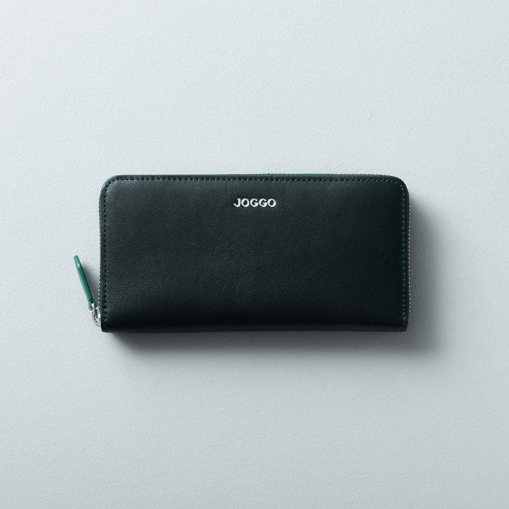 シンプルラウンド長財布 - 使用カラー：フォレストグリーン×ヒイラギリーフ