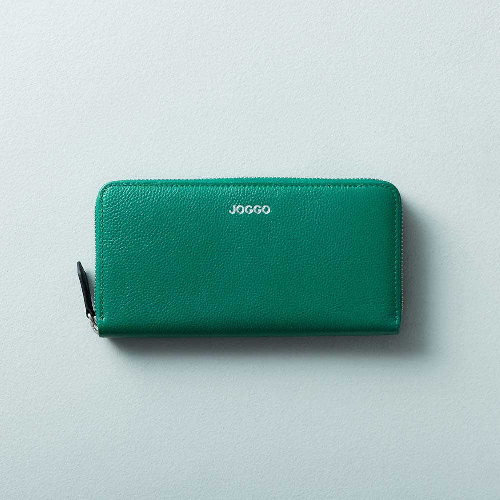 シンプルラウンド長財布（エンボス） - 使用カラー：ヒイラギリーフ×ピュアブラック