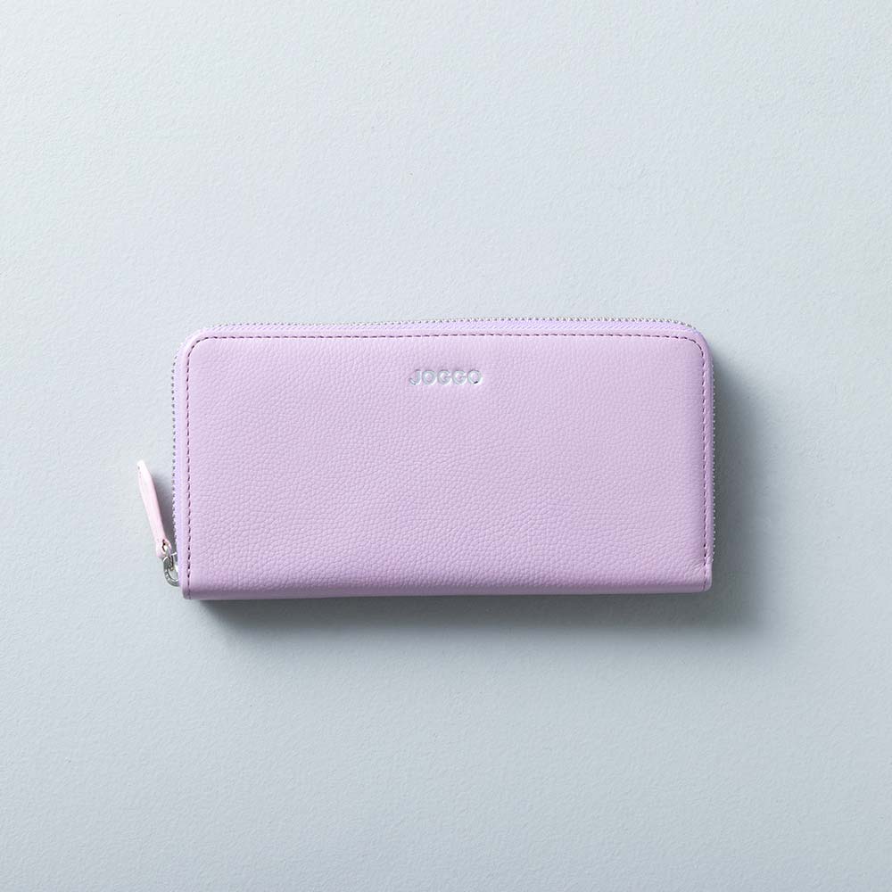 シンプルラウンド長財布（エンボス） - 使用カラー：アジサイドロップ×サクラブルーム