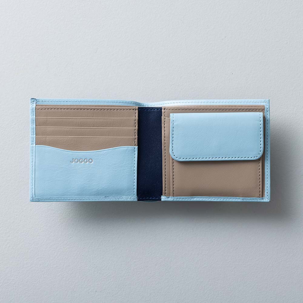 2つ折り財布(小銭入れ付き) - 使用カラー:シャーベットブルー・グレージュ・ミッドナイトネイビー