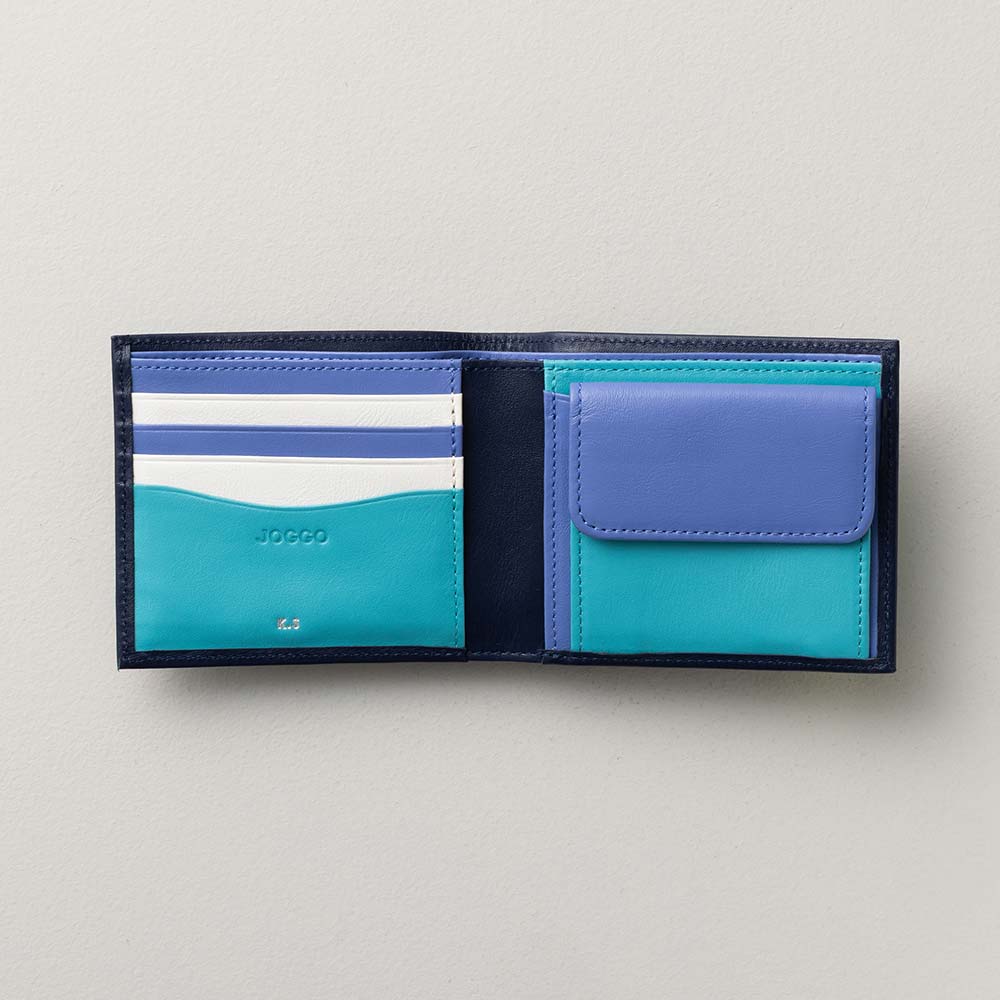2つ折り財布(小銭入れ付き) - 使用カラー:ミッドナイトネイビー・ターコイズブルー・・モーニングブルー・ブリリアントスノー