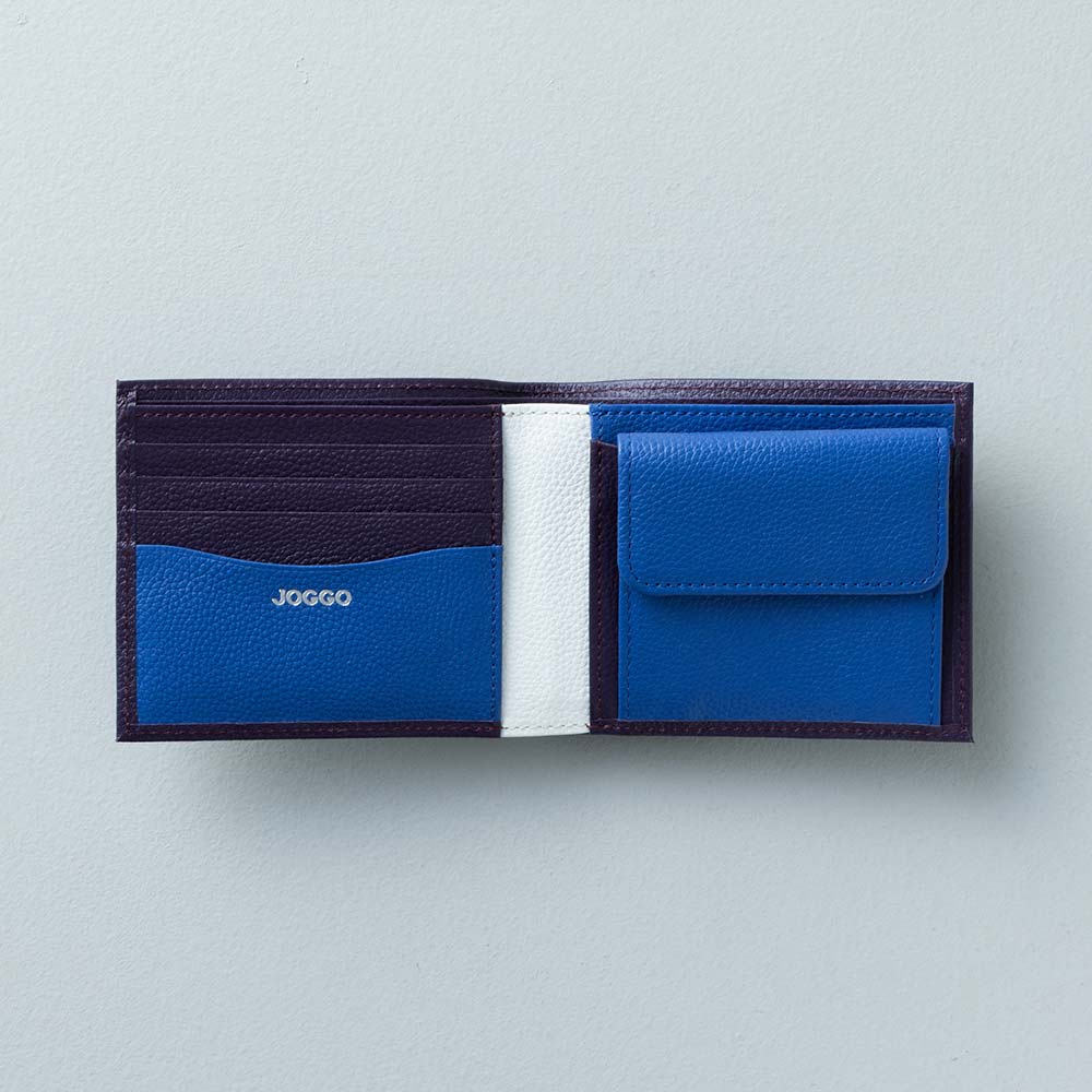 ２つ折り財布（エンボス） - 使用カラー：ロイヤルパープル・スカイダイバー・ブリリアントスノー