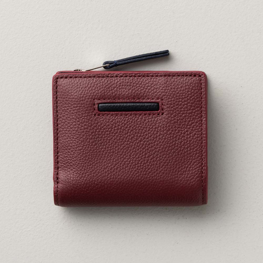 ２つ折りコンパクトウォレット - 使用カラー：ダークレッド・ピュアブラック・ミッドナイトネイビー