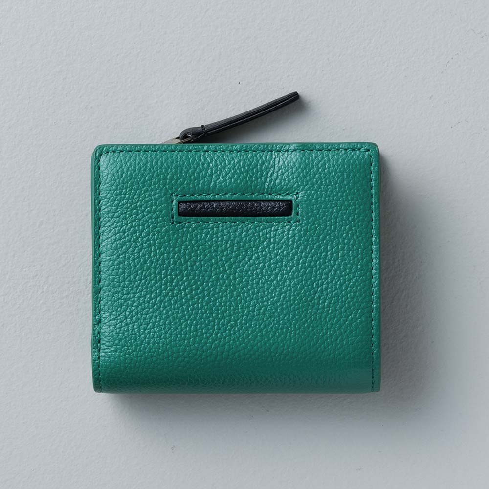 ２つ折りコンパクトウォレット - 使用カラー：ヒイラギリーフ・ピュアブラック