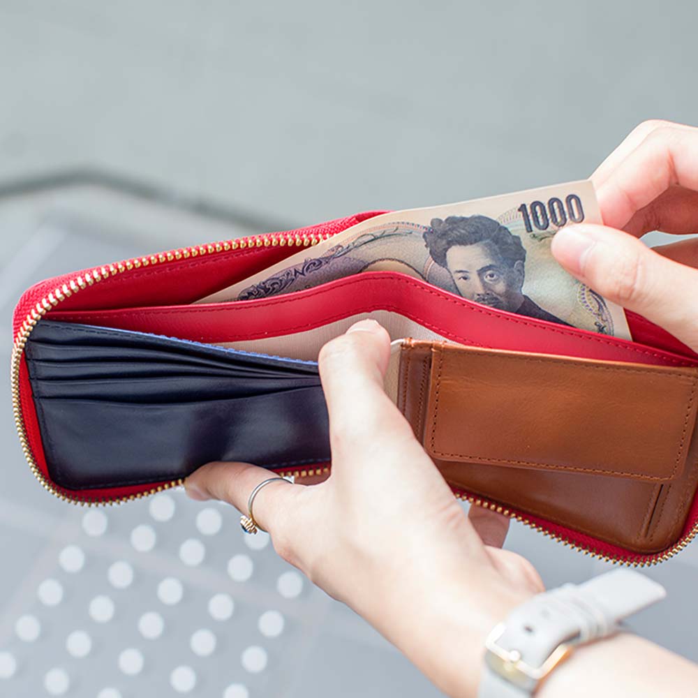 ラウンド2つ折り財布（バイカラー） | オーダーメイド革製品「JOGGO」