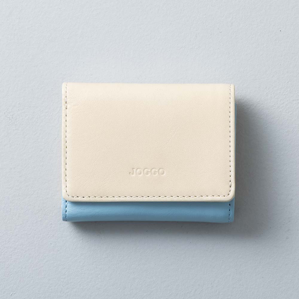 ３つ折りミニ財布 - 使用カラー：アイボリーホワイト・シャーベットブルー