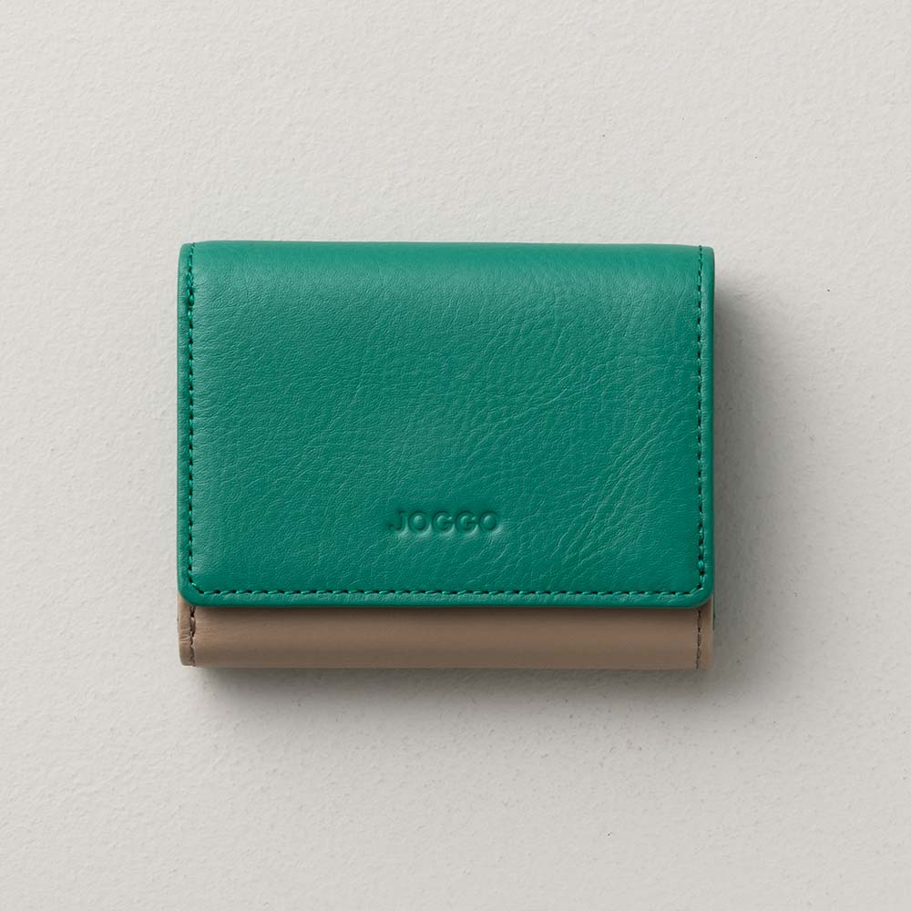 ３つ折りミニ財布 - 使用カラー：ヒイラギリーフ・グレージュ