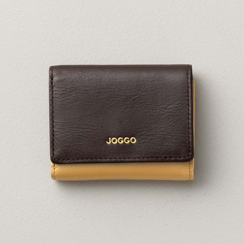 ３つ折りミニ財布 - 使用カラー：エスプレッソブラウン・フルムーンゴールド