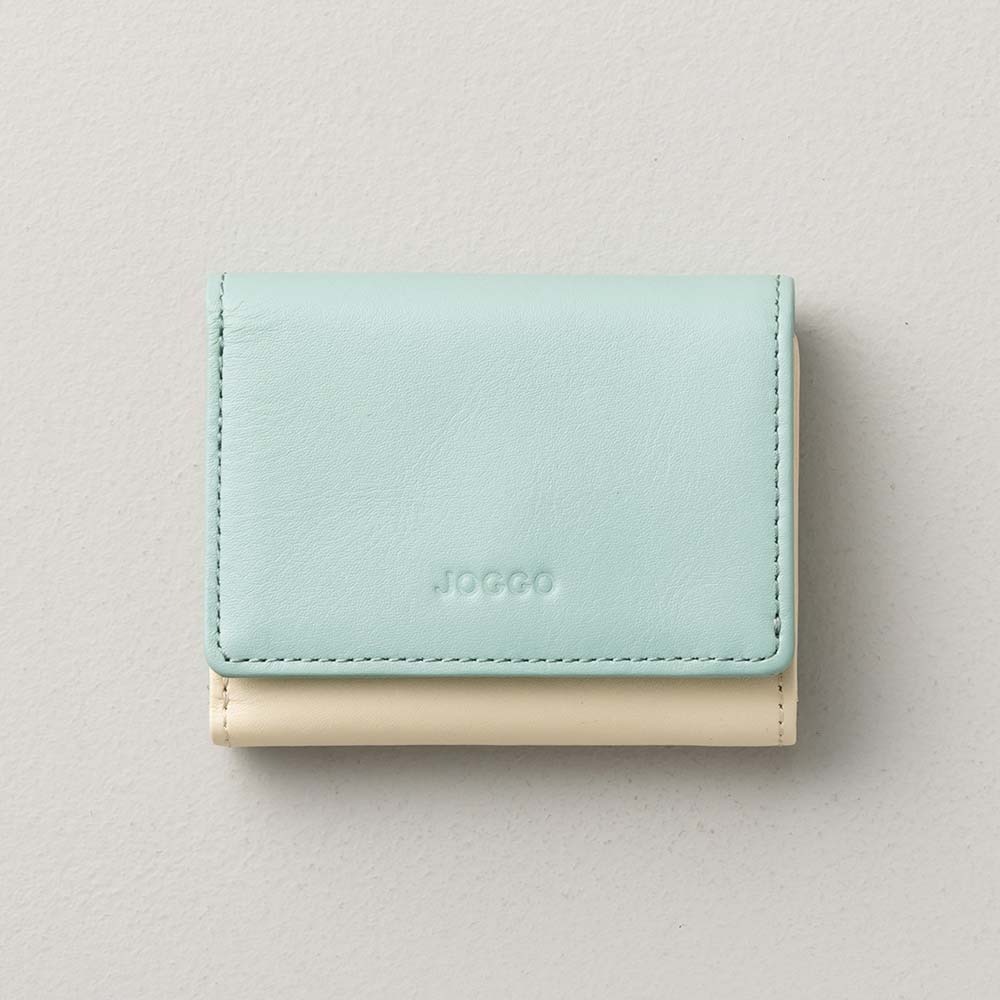 ３つ折りミニ財布 - 使用カラー：セージグリーン・アイボリーホワイト