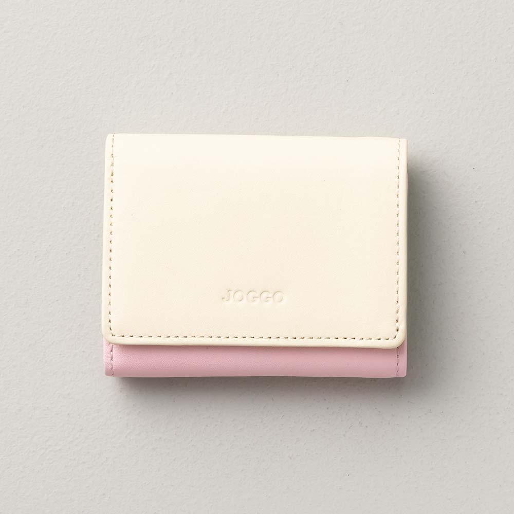 ３つ折りミニ財布 - 使用カラー：アイボリーホワイト・サクラブルーム