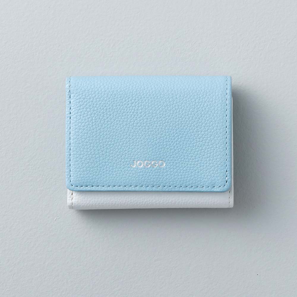 ３つ折りミニ財布（エンボス） - 使用カラー：シャーベットブルー×ブリリアントスノー