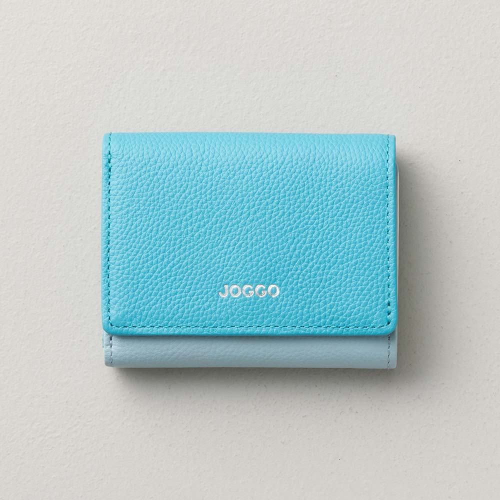 ３つ折りミニ財布（エンボス） - 使用カラー：ターコイズブルー・シャーベットブルー