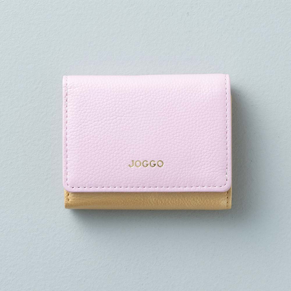 ３つ折りミニ財布（エンボス） - 使用カラー：サクラブルーム・フルムーンゴールド