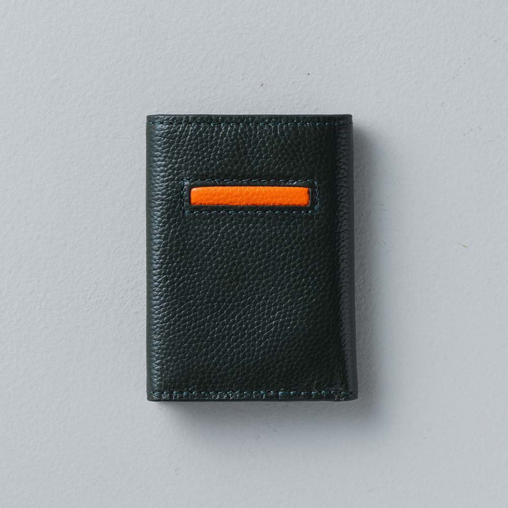 ミニマムウォレット - 使用カラー：フォレストグリーン・ビブラントサン