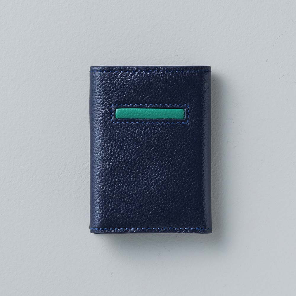 ミニマムウォレット - 使用カラー：ミッドナイトネイビー・ヒイラギリーフ