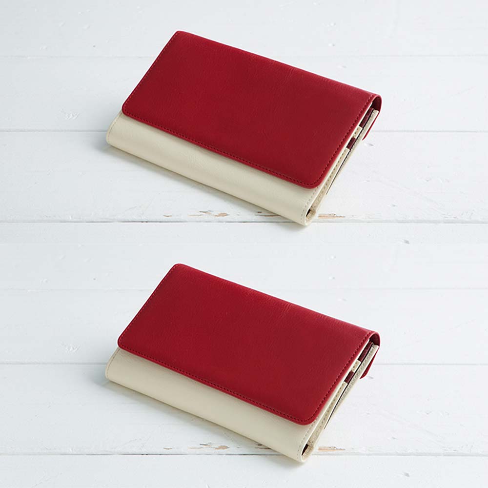 トラベルウォレット - たくさん収納しても収まりがいい2段ホック式の革財布。旅行のお供に最適なレザーウォレットは、メンズ・レディース問わず使いやすいスマートなデザインです。