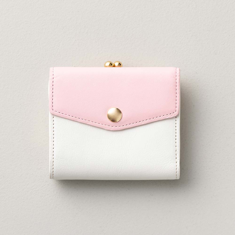 がま口２つ折り財布 - 使用カラー：サクラブルーム・ブリリアントスノー