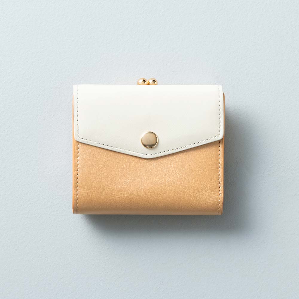 がま口２つ折り財布 - 使用カラー：アイボリーホワイト・フルムーンゴールド