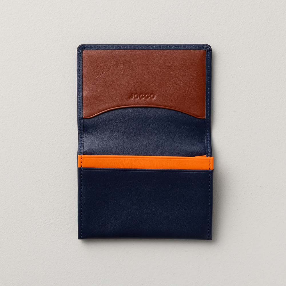 シンプル名刺入れ - 使用カラー:ミッドナイトネイビー×マロンブラウン×ビブラントサン