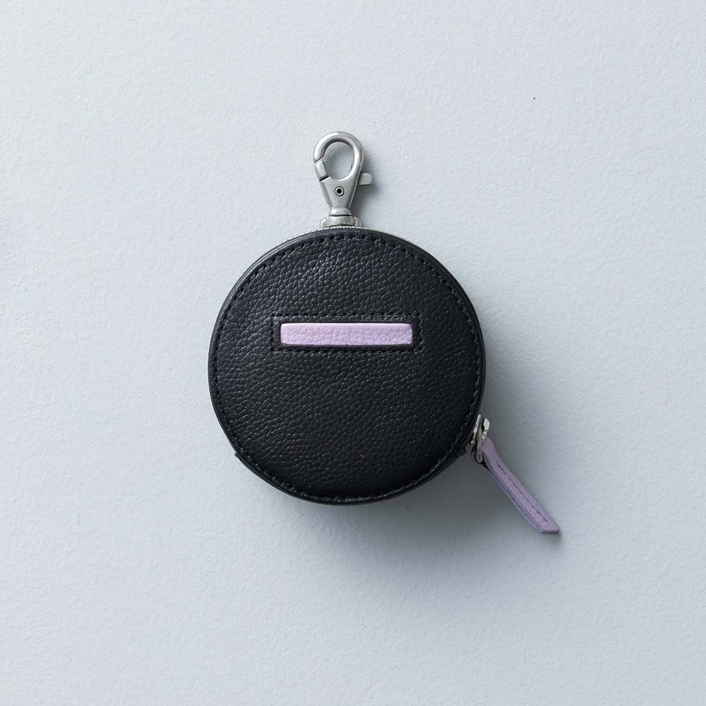 マカロンミニポーチ - 使用カラー：ピュアブラック・アジサイドロップ・シルバー（金具）