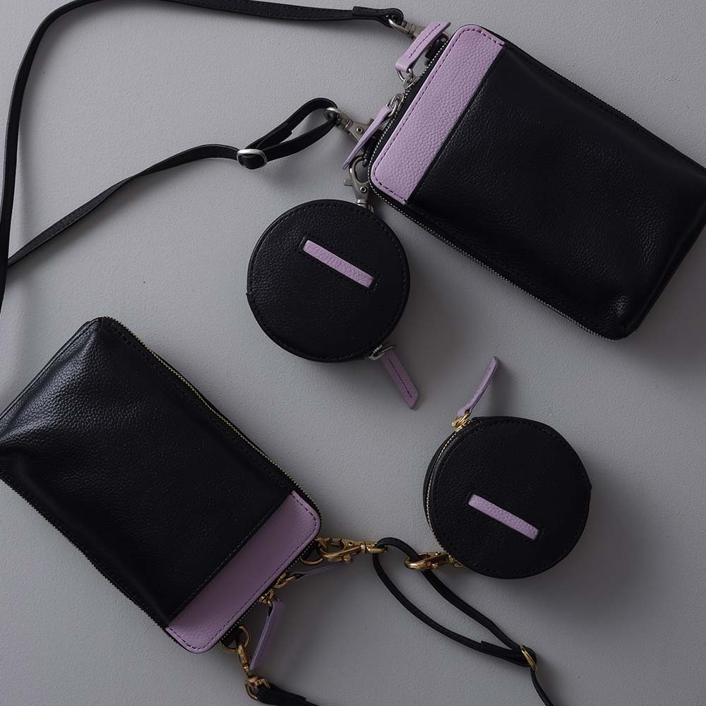 ポーチ付スマホショルダーバッグ - ファスナー等金具の色もゴールド・シルバーから選択できます。(スマホショルダーとポーチの金具色は連動していて、同じ色になります)