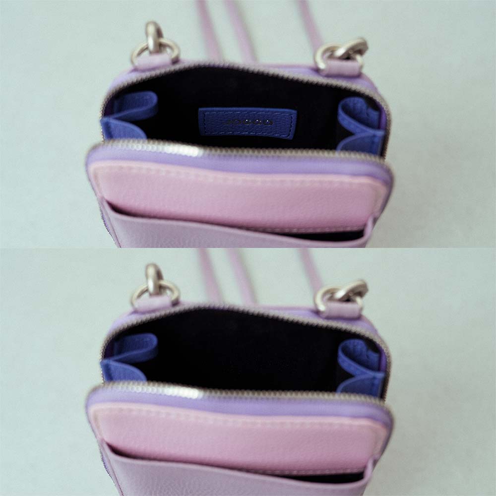 ポーチ付スマホショルダーバッグ - ロゴ刻印を選択されない場合、ブランドラベルは付属しません。あらかじめご了承ください。