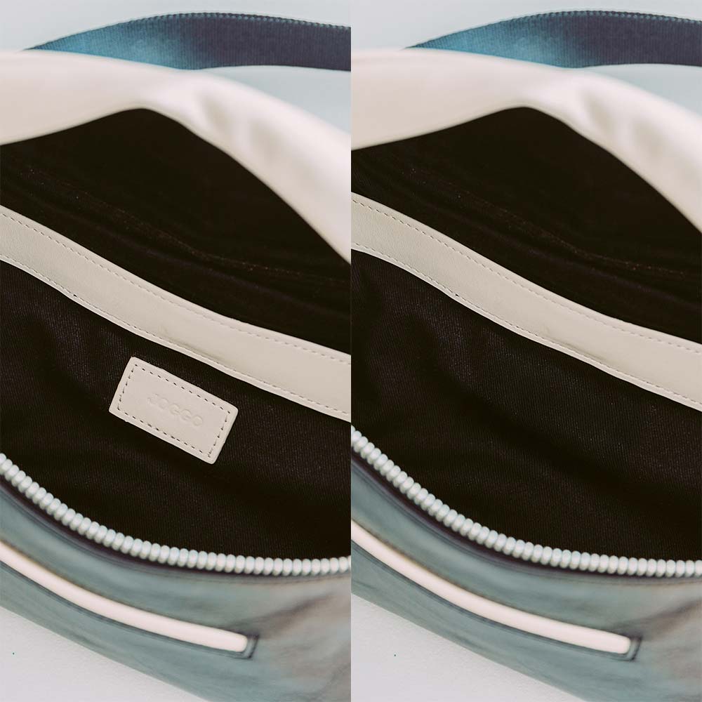 レザーボディバッグ - ロゴと名入れはバッグの内側に入ります。ロゴ刻印をお選びいただかない場合、ブランドラベルはつきません。