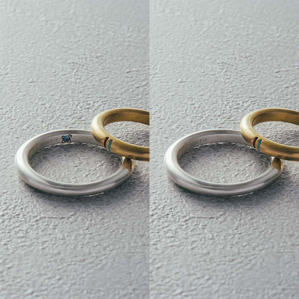 【フィリ】ライン＆インナーストーンリング 3mm - リングの内側に天然石が入るものと入らないものをお選び頂けます。(こちらは天然石が入るタイプの商品ページです。天然石が入らないタイプは別の商品ページになります)