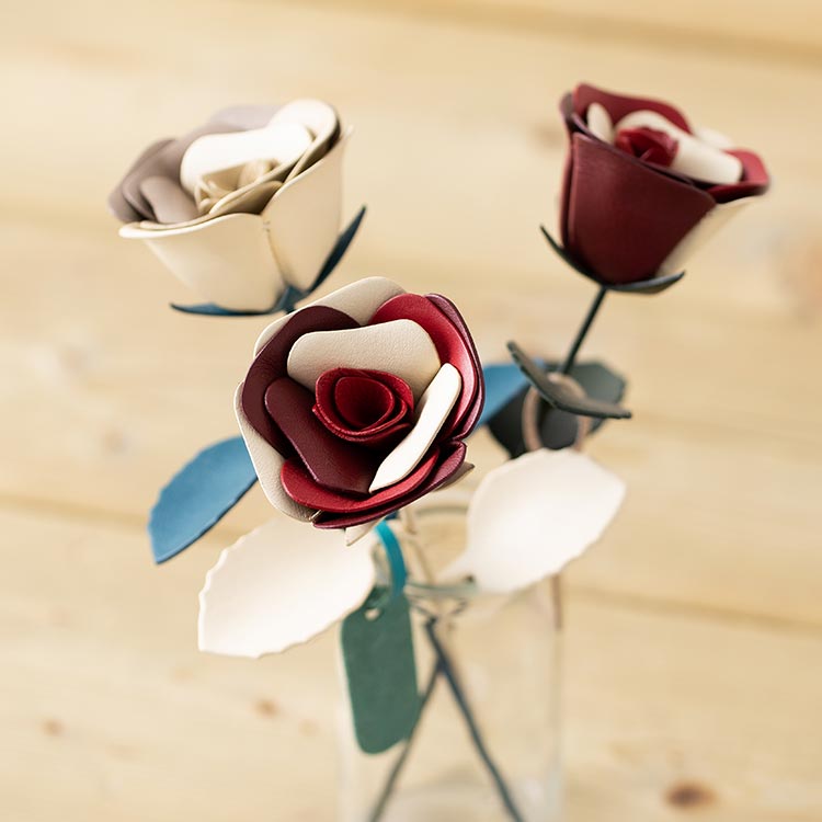 革の一輪花 バラ Hario Relaxing デスクアロマ ドロップ オーダーメイド革製品 Joggo