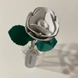 花びらは全てブリリアントスノーです。
額・茎・葉っぱはヒイラギリーフを選択しました。
